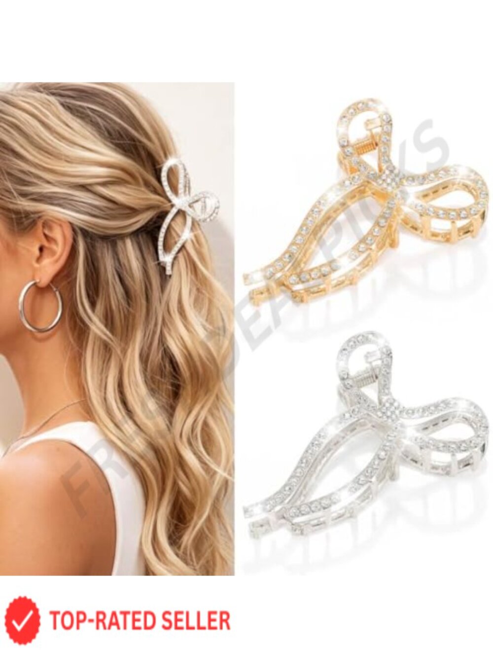 Bow Claw Clips Metal Rhinestone Hair Clips Wedding Fancy Hair Accessories